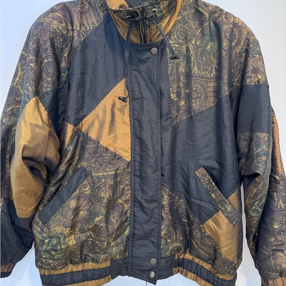 Vintage Lavon Women’s Black & Gold Copper Paisley Print Jacket Size Medium - Picture 2 of 6